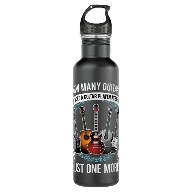 Guitar T How Many Guitars Gift For Guitar Player  710 Ml Water Bottle (Front)