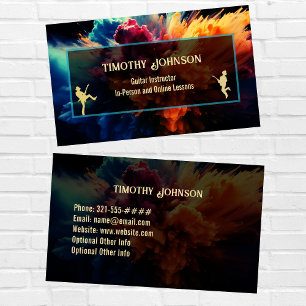 Guitar Teacher Business Card w Cool Colour Splash