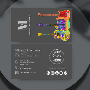 Guitar Teacher Custom Logo and Social Media Business Card