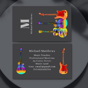Guitar Teacher Custom Monogram Business Card