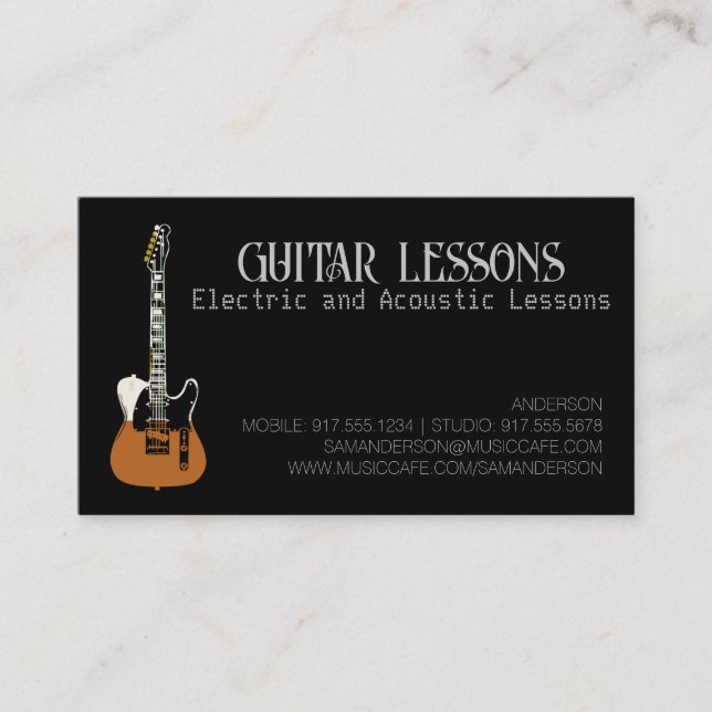 Guitar Teacher | Electric & Acoustic Lessons  Calling Card (Front)