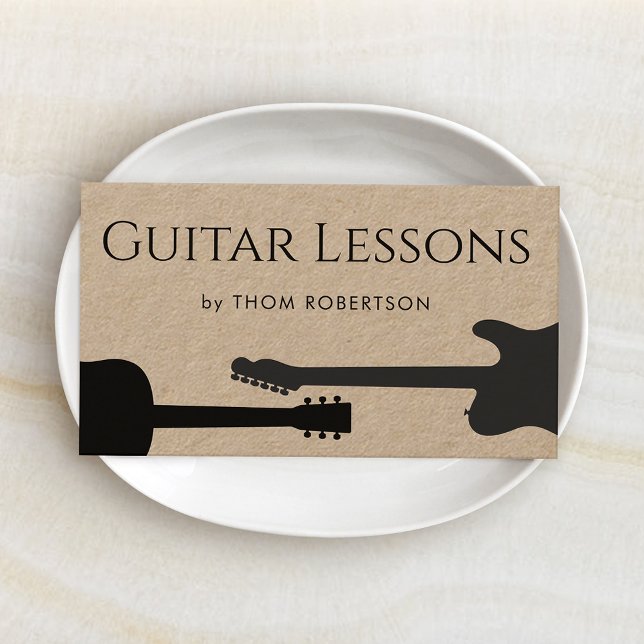Guitar Teacher  Kraft Business Card (Creator Uploaded)
