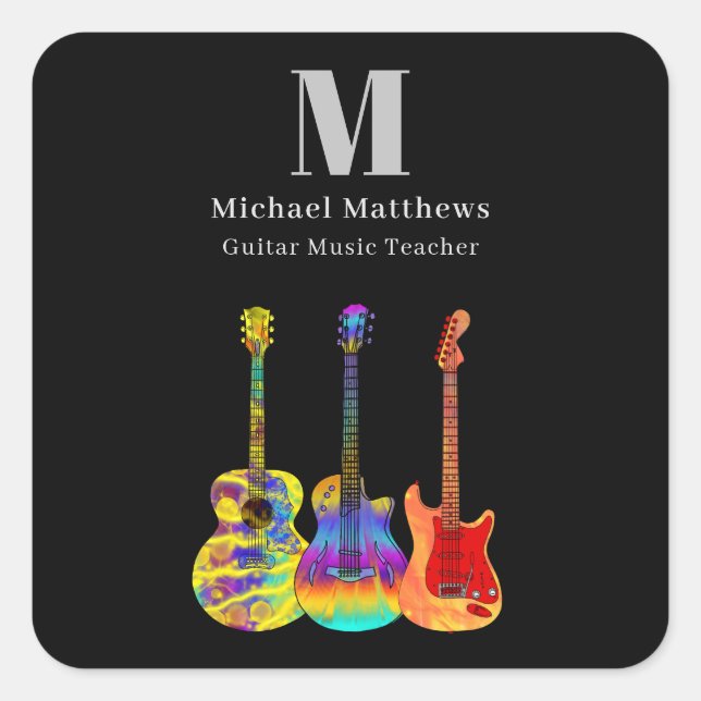 Guitar Teacher Music Lessons Custom Square Sticker (Front)