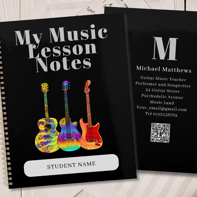 Guitar Teacher Music Lessons Student Custom Planner (Guitar teacher music lessons student custom notebook planner)