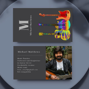 Guitar Teacher Musician Custom Photo Business Card