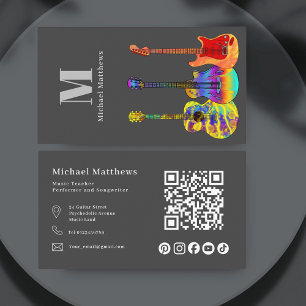 Guitar Teacher QR Code and Social Media Business Card