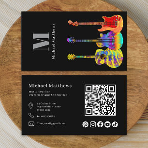 Guitar Teacher QR Code and Social Media Custom Business Card
