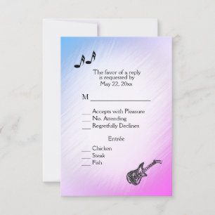 Guitar Theme Pearly Purple RSVP with Menu Choice