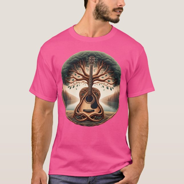 Guitar Tree Artwork Acoustic Guitar T-Shirt (Front)