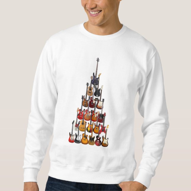 Guitar Tree Christmas Light Rock Music Sweatshirt (Front)