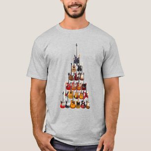 Guitar Tree Christmas Light Rock Music T-Shirt