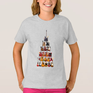 Guitar Tree Christmas Light Rock Music T-Shirt