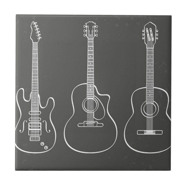 Guitar trio retro grunge music tile (Front)