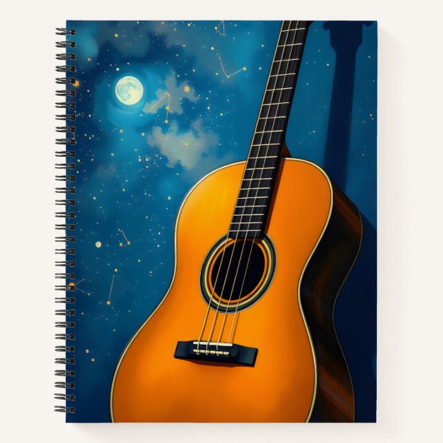 guitar under a starry night sky notebook (Front)