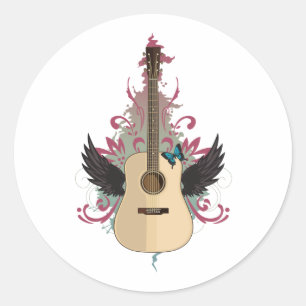 Guitar Vibes  Classic Round Sticker