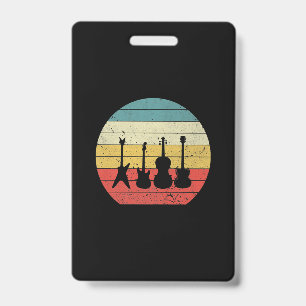 Guitar Vintage Retro Sunset Guitar Music Gift ID Badge
