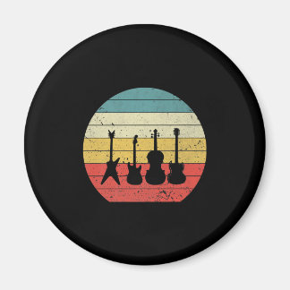 Guitar Vintage Retro Sunset Guitar Music Gift Magnet