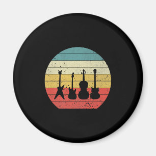 Guitar Vintage Retro Sunset Guitar Music Gift Magnet