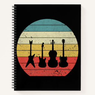 Guitar Vintage Retro Sunset Guitar Music Gift Notebook