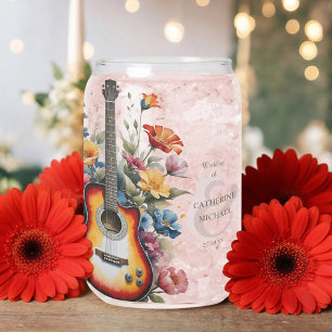 Guitar Wildflower Ampersand Musical Wedding  Can Glass