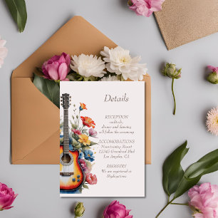 Guitar Wildflower Musical Country Spring Wedding  Enclosure Card