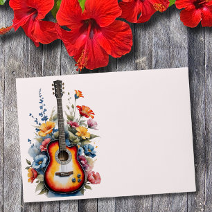 Guitar Wildflower Musical Country Spring Wedding  Envelope