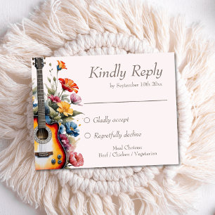 Guitar Wildflower Musical Country Spring Wedding  RSVP Card
