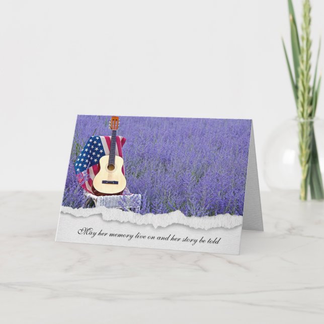 guitar with flag sympathy card (Front)