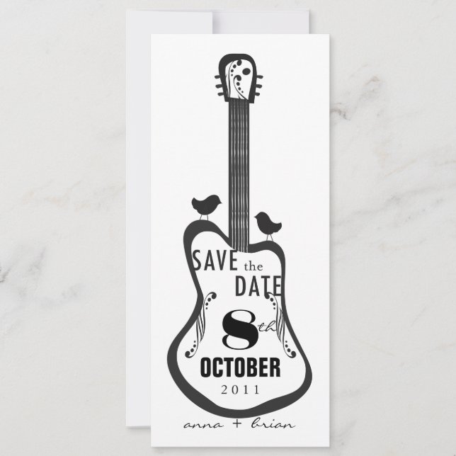 Guitar with Love Birds Save The Date (Front)