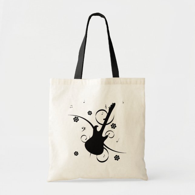 Guitar With Musical Notes Tote Bag (Front)