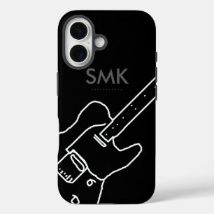 Guitar with Name Black iPhone 16 Case