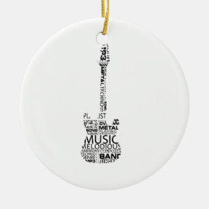 guitar word fill black music image ceramic tree decoration