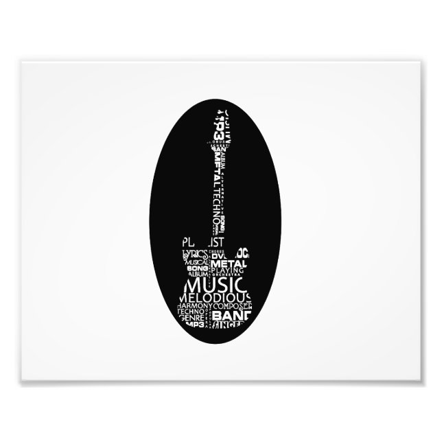 guitar word fill white on black music image.png photo print (Front)