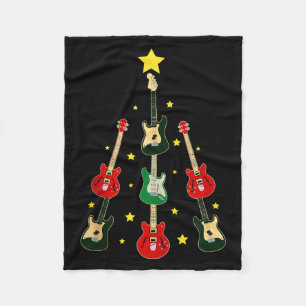 Guitar Xmas Tree Musical Guitar Lovers Guitarist C Fleece Blanket