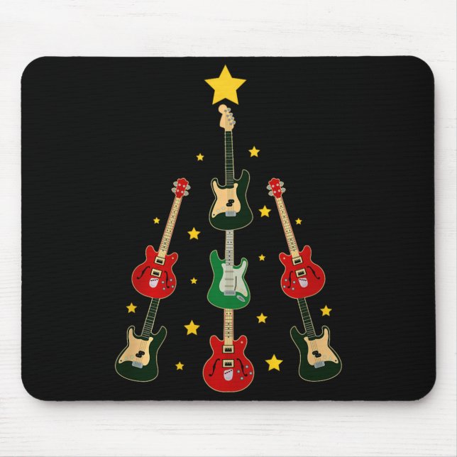 Guitar Xmas Tree Musical Guitar Lovers Guitarist C Mouse Pad (Front)