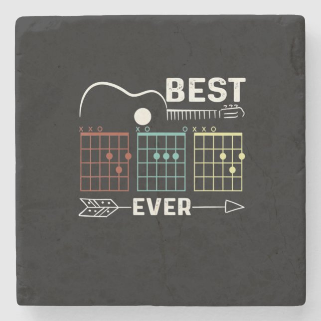 Guitarist Best Dad Ever Birthday Stone Coaster (Front)