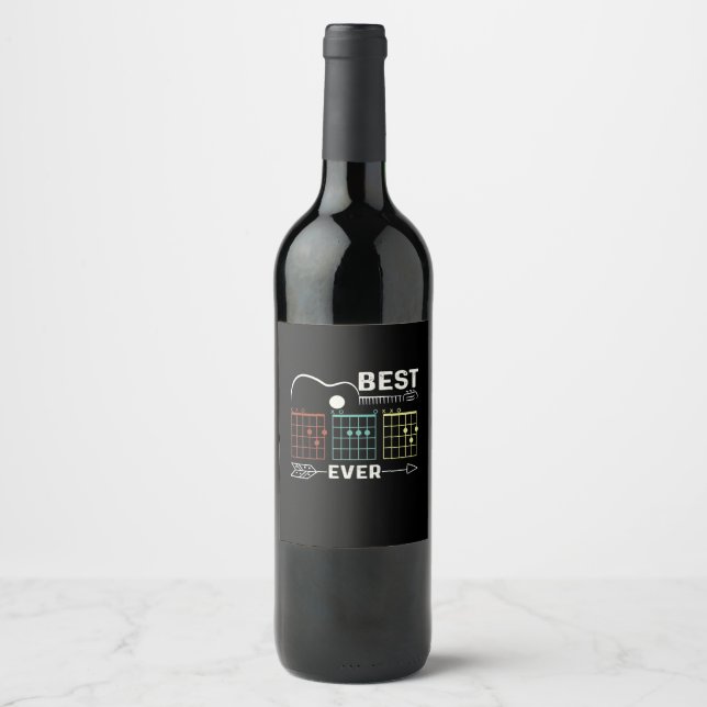 Guitarist Best Dad Ever Birthday Wine Label (Front)