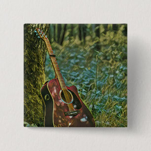 Guitarist birthday gift 15 cm square badge