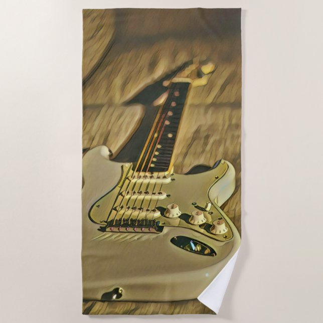 Guitarist birthday gift beach towel (Front)