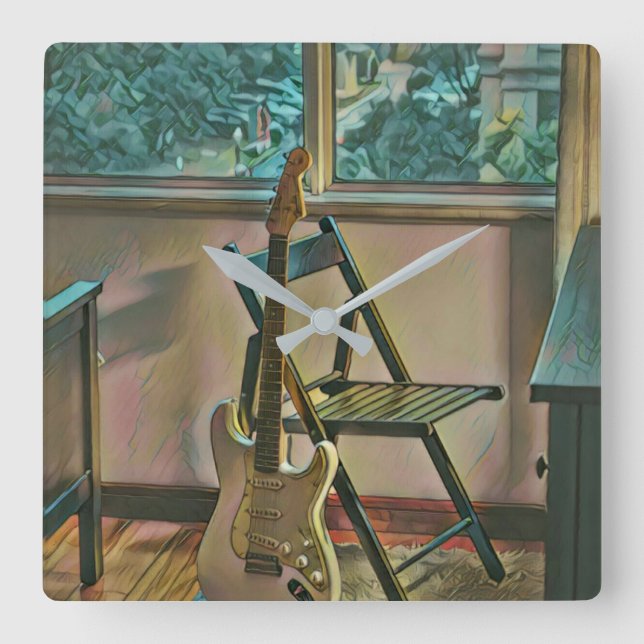 guitarist birthday gift square wall clock (Front)