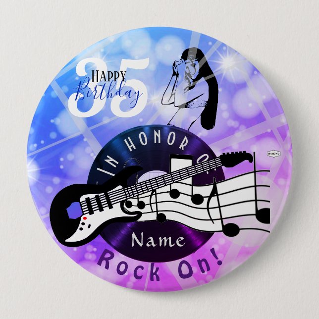 Guitarist Birthday Theme Button HAMbWG (Front)