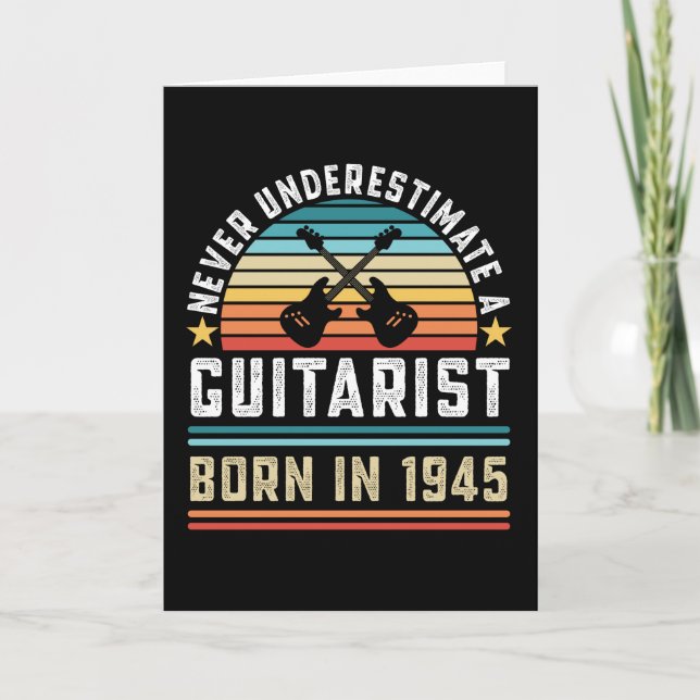 Guitarist born 1945 80th Birthday Guitar Gift Dad Card (Front)