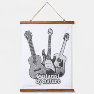 Guitarist by nature. vintage black & white guitar  hanging tapestry