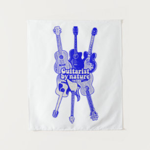 Guitarist by nature. vintage blue guitar tapestry
