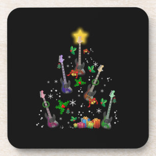 Guitarist Christmas Tree Guitar Birthday Coaster