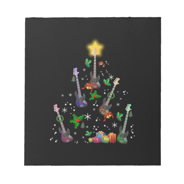 Guitarist Christmas Tree Guitar Birthday Notepad (Front)