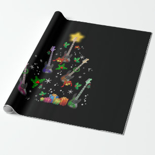 Guitarist Christmas Tree Guitar Birthday Wrapping Paper
