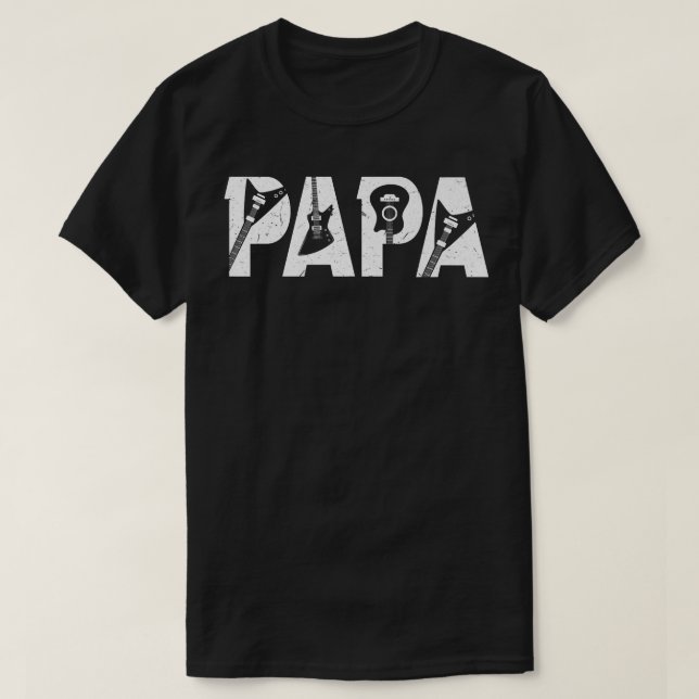 Guitarist Daddy Funny Papa Music Guitar Fathers Da T-Shirt (Design Front)