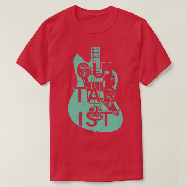 Guitarist Electric Guitar Body Surf Green Colour T-Shirt (Design Front)