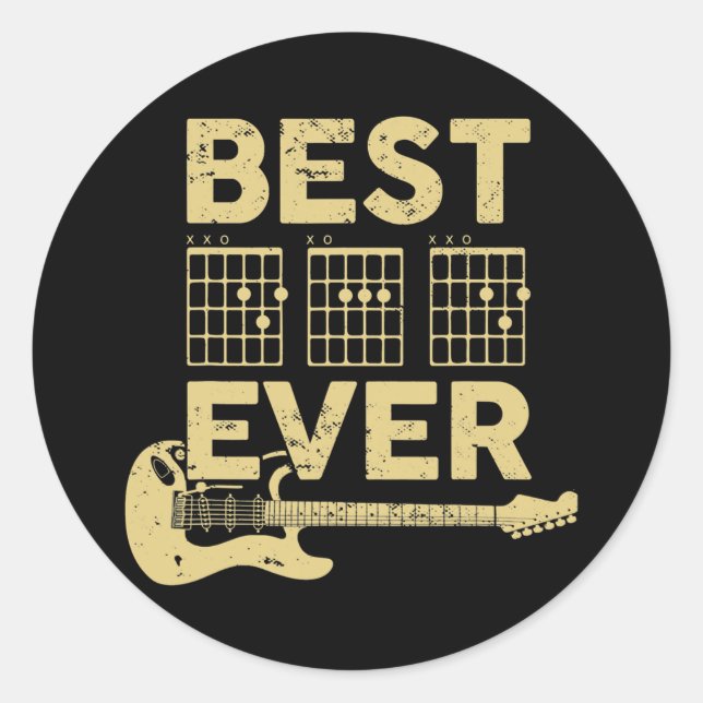 Guitarist Father Best Dad Ever Chord Guitar Funny Classic Round Sticker (Front)